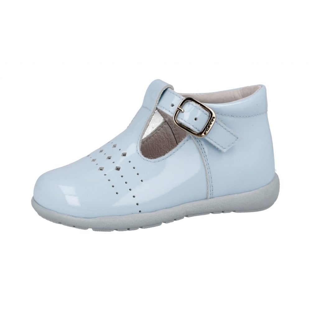 Andanines Boys T Bar Shoe in Blue Patent with Blue Sole – Cherry