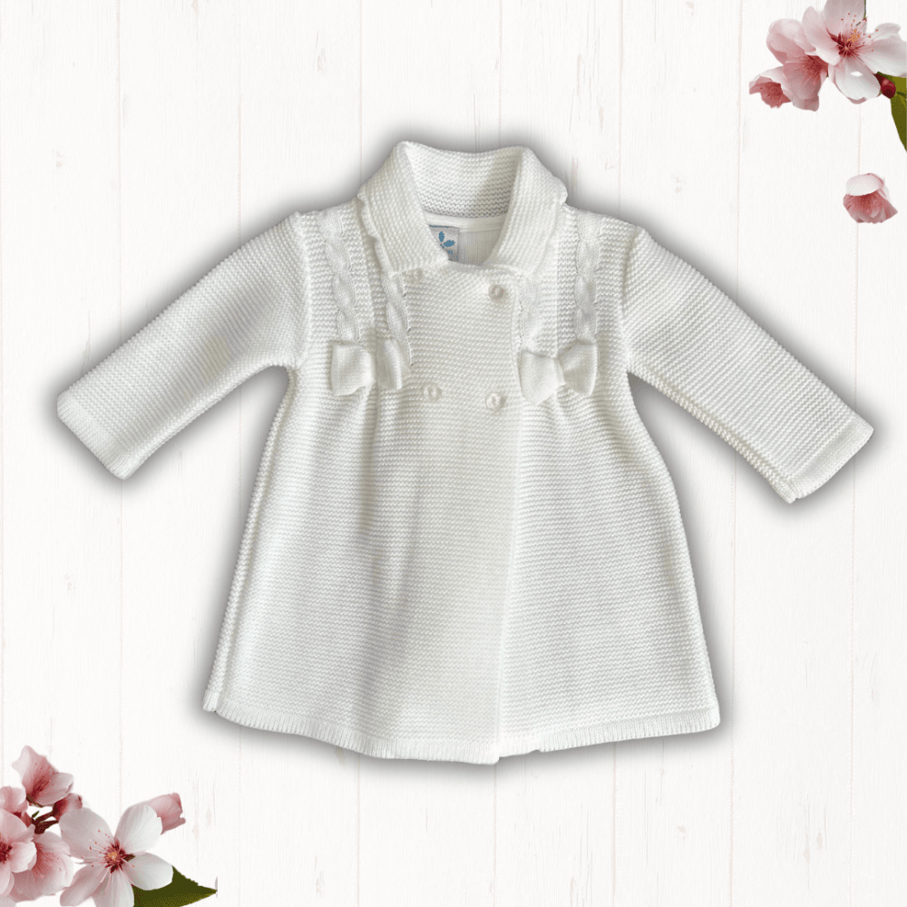 Sardon Baby Girl White Knitted Coat – Cherry Blossom Children's