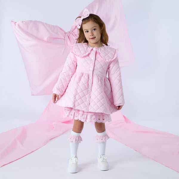 A'Dee Girls Riley Pale Pink Quilted Jacket