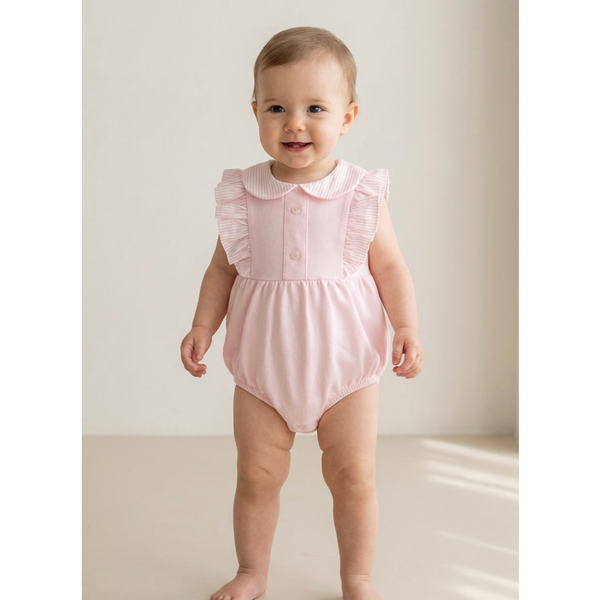 Babidu Baby Girl Pale Pink Shortie Romper