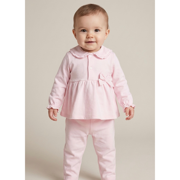 Babidu Baby Girl Pale Pink Top and Trouser Set