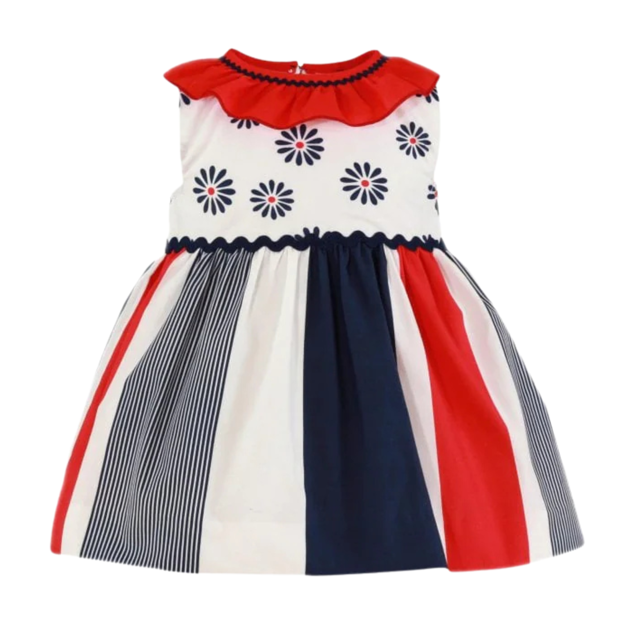 blue dress for baby girl Betsy Americana Mixed Print Dress – Bonnie Jean