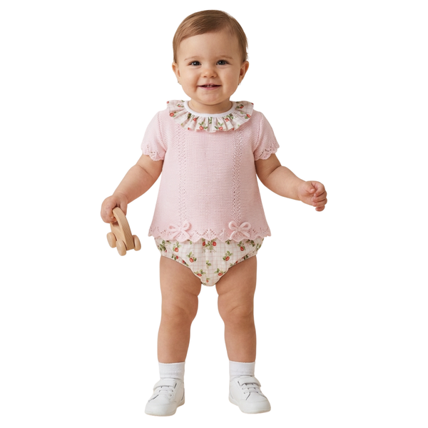 Sardon Baby Girl Cherry Print Bloomer Short Set