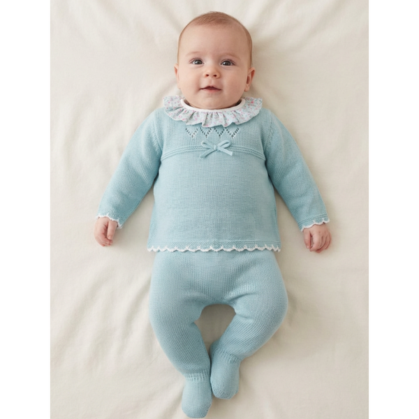 Sardon Baby Girl Green Knitted Jumper and Legging Set