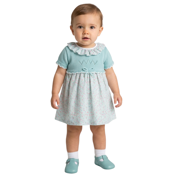 Sardon Baby Girl Green Knit Top Dress